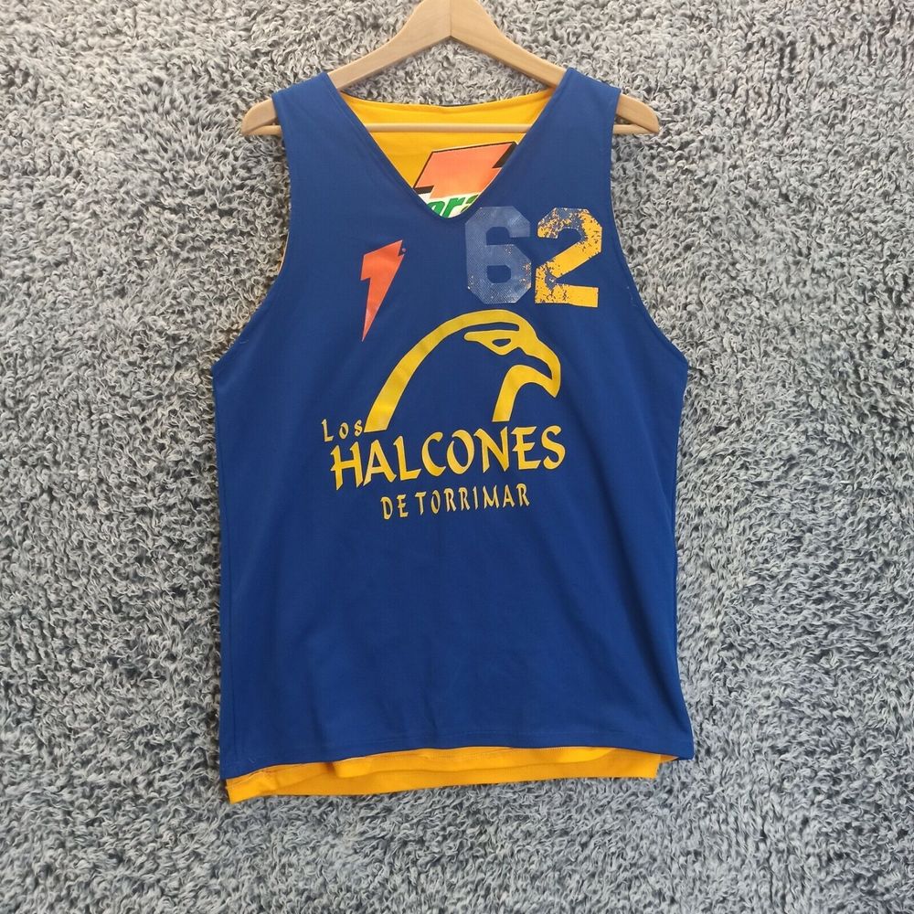 Irving Sport Men Basketball Jersey Medium Reversible Blue Yellow Los Halcones 62
